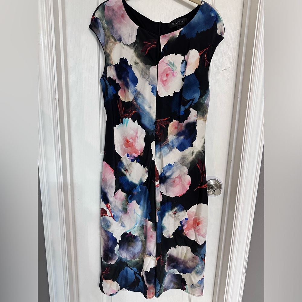 ST. JOHN Floral Silk Dress - Size 10